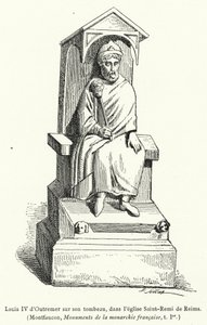 Luis IV de Ultramar sobre su tumba, en la iglesia de Saint-Remi de Reims de French School