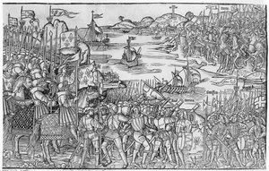 Luis IX de Francia desembarcando en Damietta durante la Séptima Cruzada, de 
