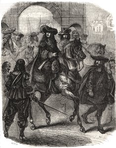 Luis XIV (1638-1715) y su esposa María Teresa de Austria (1638-1683) entraron en París en 1660. Grabado en “Historia de Francia” por L.-P. Anguetil de French School