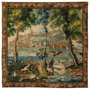 Tapiz de Beauvais "puertos de mar" de Luis XIV, c.1700 de French School