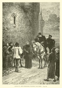 Luis XI y los burgueses esperando noticias de French School