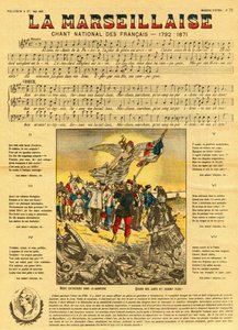 Letra y música de la Marsellesa, el himno francés compuesto por Rouget de Lisle (Rouget de L