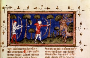 MMS Fr 12399 f.38 Escena de Caza, del Libro del Rey Modus y la Reina Ración de French School