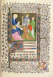 MS.McClean.80.f69r Adoración de los Reyes Magos, Horae francesa de French School