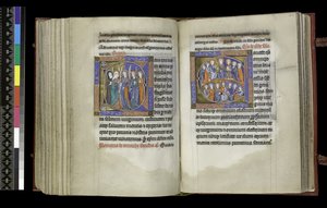 Sufragio a las Vírgenes y Sufragio a Todos los Santos, del Salterio y Horas de Isabel de Francia, París, c.1265-70 de French School