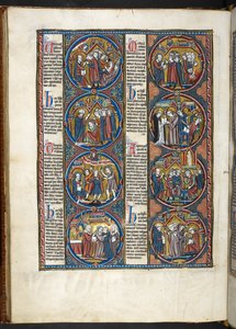 MS. Harley 1527, f.80v, miniaturas de la Bible moralisée (vitela)