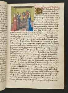 MS Hunter 252 019r Página de Cent Nouvelles Nouvelles, c.1461-62 de French School