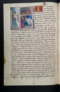MS Hunter 252 085v Página de Cent Nouvelles Nouvelles, c.1461-62 de French School
