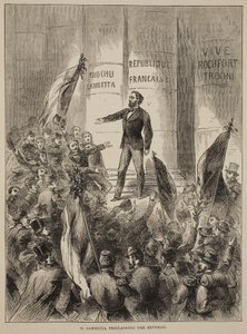 M. Gambetta proclamando la República, septiembre 1870, ilustración de la Historia de la Guerra entre Francia y Alemania, 1870-1871 de French School