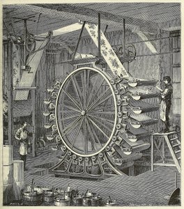 Máquina para Imprimir Papel Tapiz en hasta Veinte Colores, pub. 1873 (grabado) de French School