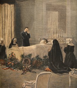 Madame Carnot en su lecho de muerte, ilustración de Le Petit Journal: Supplement illustre, 16 de octubre de 1898 de French School