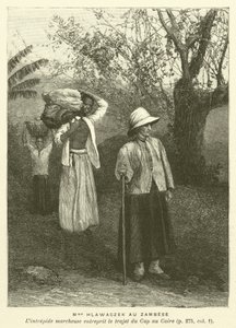 Madame Hlawaczek en el Zambeze (grabado) de French School