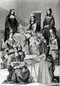 Madame de Maintenon con sus damas de compañía de French School