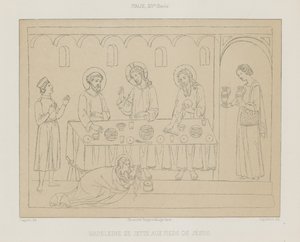 Magdalena se arroja a los pies de Jesús de French School