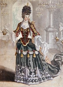 Mademoiselle Desmatins en el papel de Psique en la ópera de Lully, c.1703 de French School