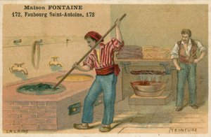 Tarjeta comercial de Maison Fontaine, teñido de lana