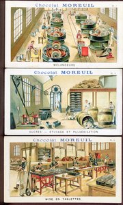 Haciendo chocolate, imagen publicitaria del chocolate Moreuil, c.1900 de French School