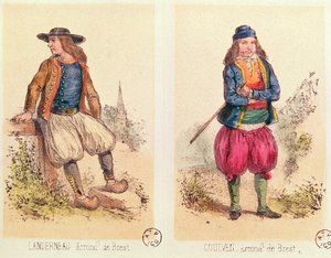 Trajes masculinos de Landerneau y Goulven, de Les Costumes Bretons de Sorrieu de French School