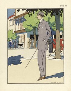 Traje de hombre, por Marc-Luc, pub. 1923 (impresión en pochoir)