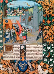 Manuscrito que representa una batalla de la Guerra de los Cien Años, siglo XIV de French School