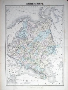 Mapa que representa la Rusia europea, c.1840 de French School