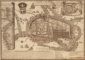 Mapa de Ayutthaya, 1686 de French School