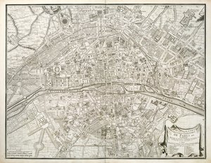 Mapa de París, de LAtlas de París por Jean de la Caille, 1714