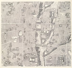 Mapa de París que muestra la Île de la Cité, de LAtlas de París por Jean de la Caille, 1714 de French School
