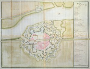 Mapa de Sas van Gent, Países Bajos, 1747