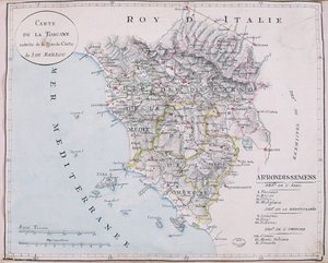 Mapa de la Toscana, detalle del gran mapa de J. de Baillou de French School