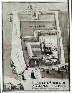 Mapa de la Abadía de Saint-Germain-des-Prés, 1713 de French School
