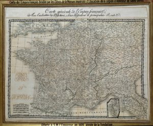 Mapa del Imperio francés (Primer Imperio) bordado por las alumnas de la casa imperiale de la Legión de Honor de Saint Denis. Cuadro bordado en 1809. Isla de Aix, Museo Napoleónico de French School