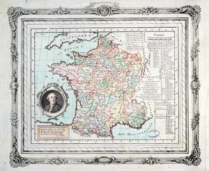 Mapa de las regiones y distritos de Francia, conocido como la Carte de Necker, 1789