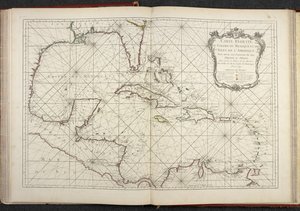 Mapa que muestra el Golfo de México, Mapa reducido del Golfo de México y las islas de América