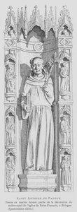 Estatua de mármol de San Antonio de Padua, Basílica de San Francisco, Bolonia, Italia (litografía) de French School