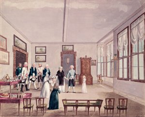 Marie-Thérèse-Charlotte de Bourbon, Madame Royale, se encuentra con sus primos el emperador Francisco II de Austria y su esposa María Teresa en Viena tras su liberación en 1795 de la prisión en París, c.1796 de French School