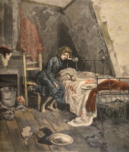 Martirio del niño: un joven Guyon, ilustración de Le Petit Journal: Supplement illustre, 4 de septiembre de 1898 de French School