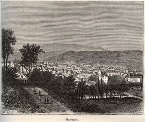 Marvejols - Lozere - Languedoc-Roussillon - grabado en “La France illustrée: géographie, histoire, administration statistique” por V.-A. Malt-Brown. 1884 de French School