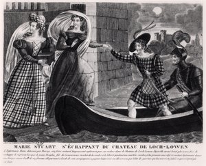 Mary Stuart (1542-87) Escapando del Castillo de Loch Leven de French School