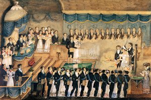 Ceremonia de iniciación masónica de una dama masona, principios del siglo XIX