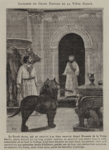 Ceremonia de iniciación masónica (grabado) de French School