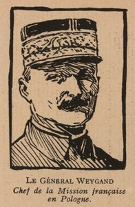 Maxime Weygand, general francés y miembro de la Misión Interaliada enviada para apoyar a la Segunda República Polaca durante la guerra polaco-soviética de 1920 (litografía)