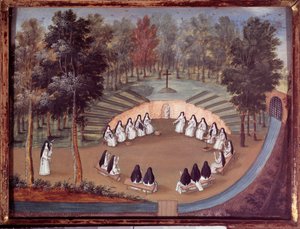 Reunión de monjas en Port Royal des Champs en una conferencia en soledad. Pintura anónima del siglo XVIII. Port Royal, museo de las Granges de French School