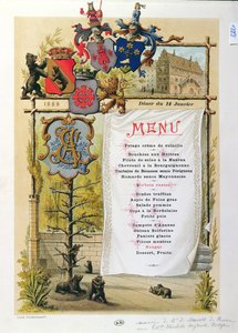 Menú, posiblemente de Le Bernois, 14 de enero de 1888 de French School