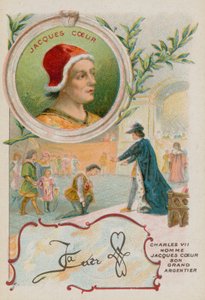 Comerciante Jacques Coeur siendo recibido por el Rey Carlos VII