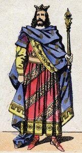 Dinastía Merovingia: Retrato de Clotario IV (685-719) Rey de los Francos de Austrasia de 717 a 719. Imagen de Épinal de finales del siglo XIX. Colección privada.