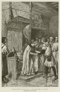 Messire Jean De Hainault vino a encontrar a la Reina de French School