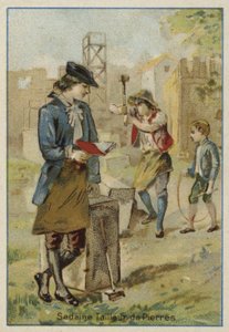 Michel-Jean Sedaine, dramaturgo y libretista francés, trabajando como peón de albañil durante su juventud de French School