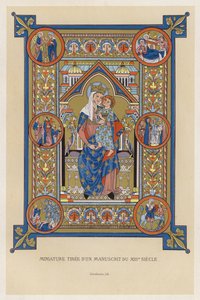 Miniatura de un manuscrito del siglo XIII (cromolito) de French School