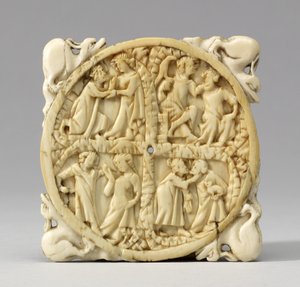 Estuche de espejo con parejas de amantes
